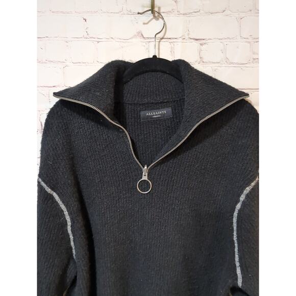 All Saints Asteroid Zip Funnel Neck Sweater Black Size M Men's - Picture 5 of 16